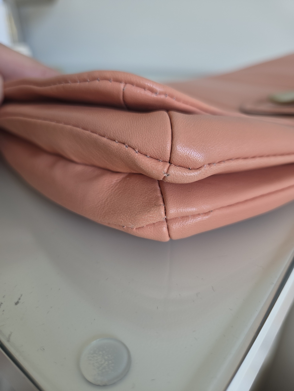 Coach Kristin Coral /Peach Leather Clutch with Gold - Picture 8 of 10